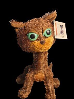 Carlton Cards Twisted Whiskers Tom Cat Bendable 16" Plush Brown - Green Eyes NWT